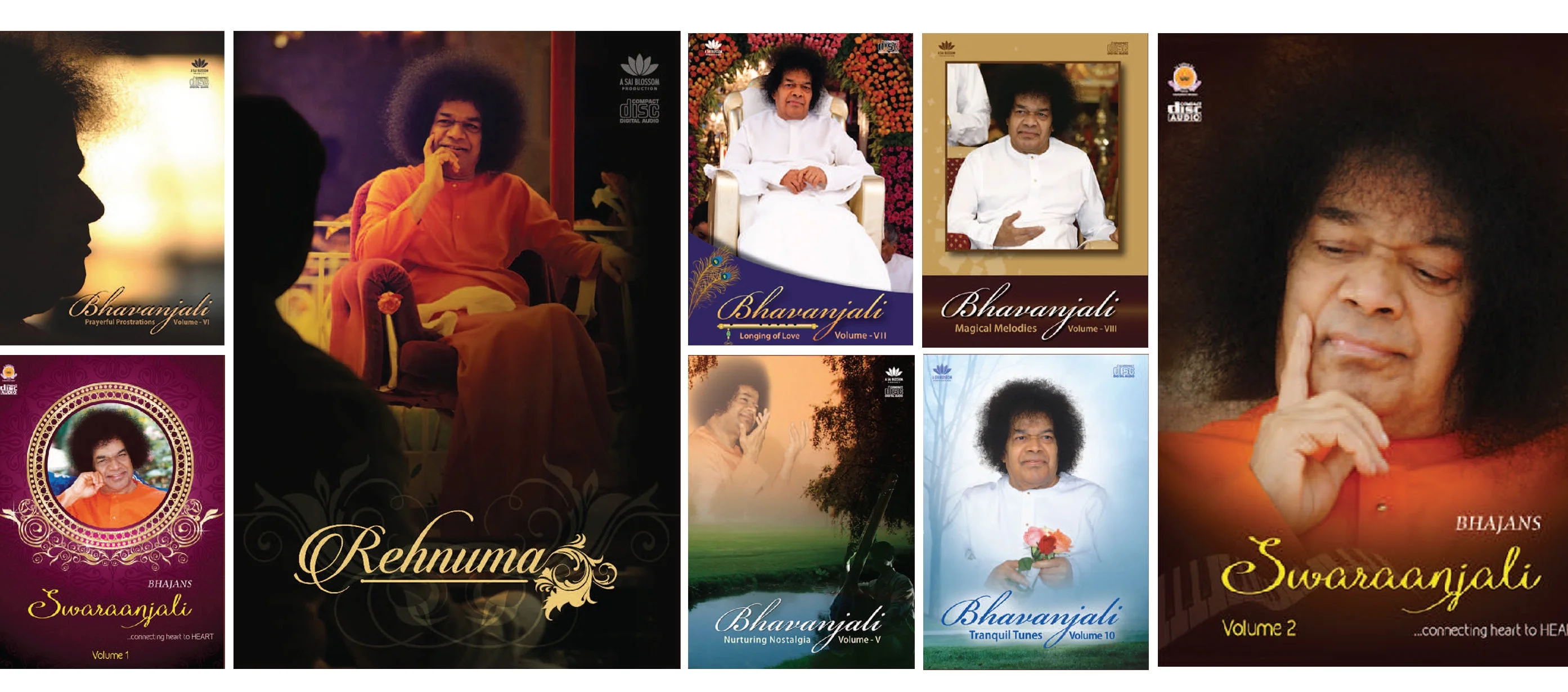 Album covers including Rehnuma, Swaraanjali, and Bhavanjali